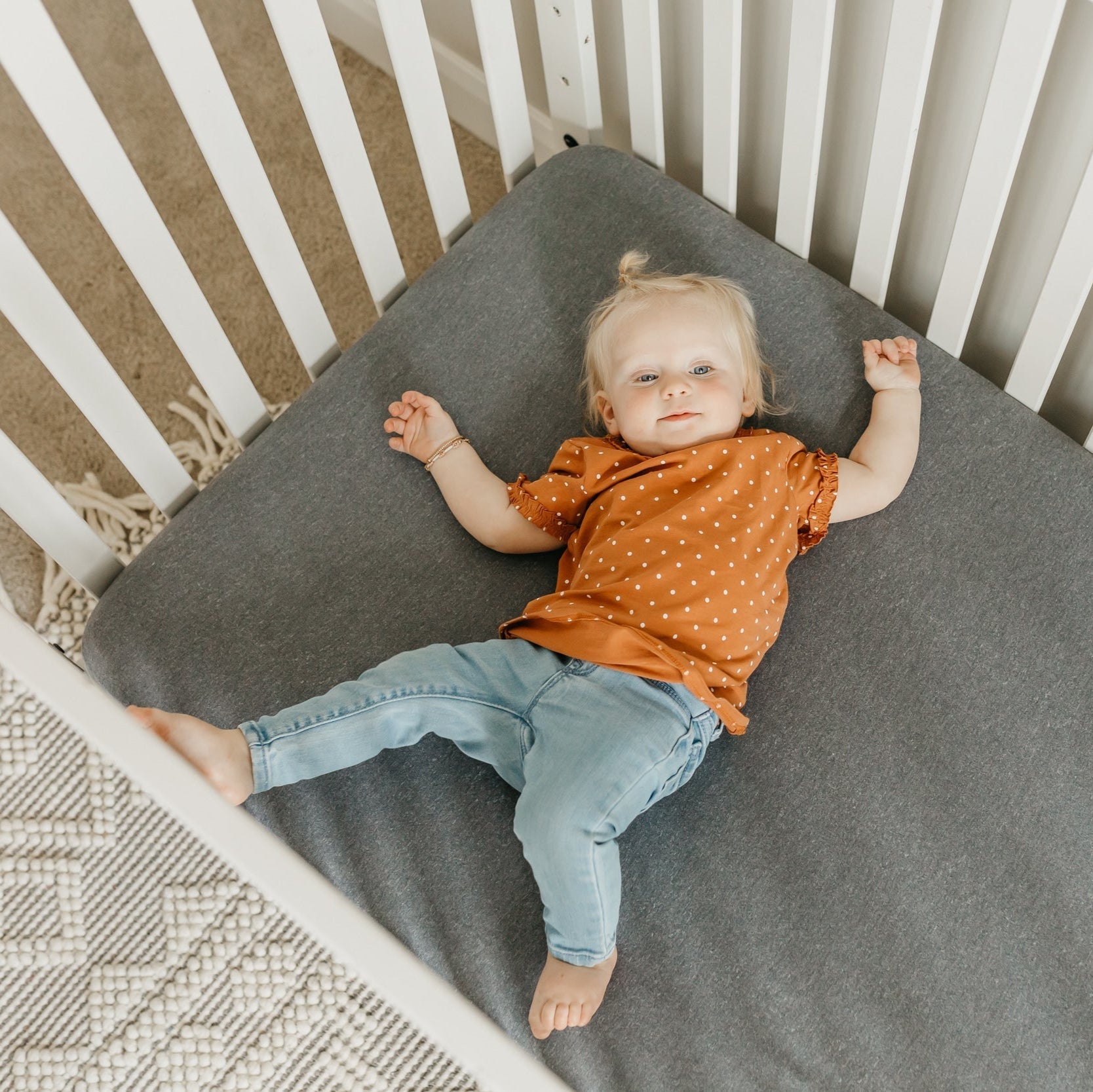 Copper Pearl Premium Knit Fitted Crib Sheet | Slate